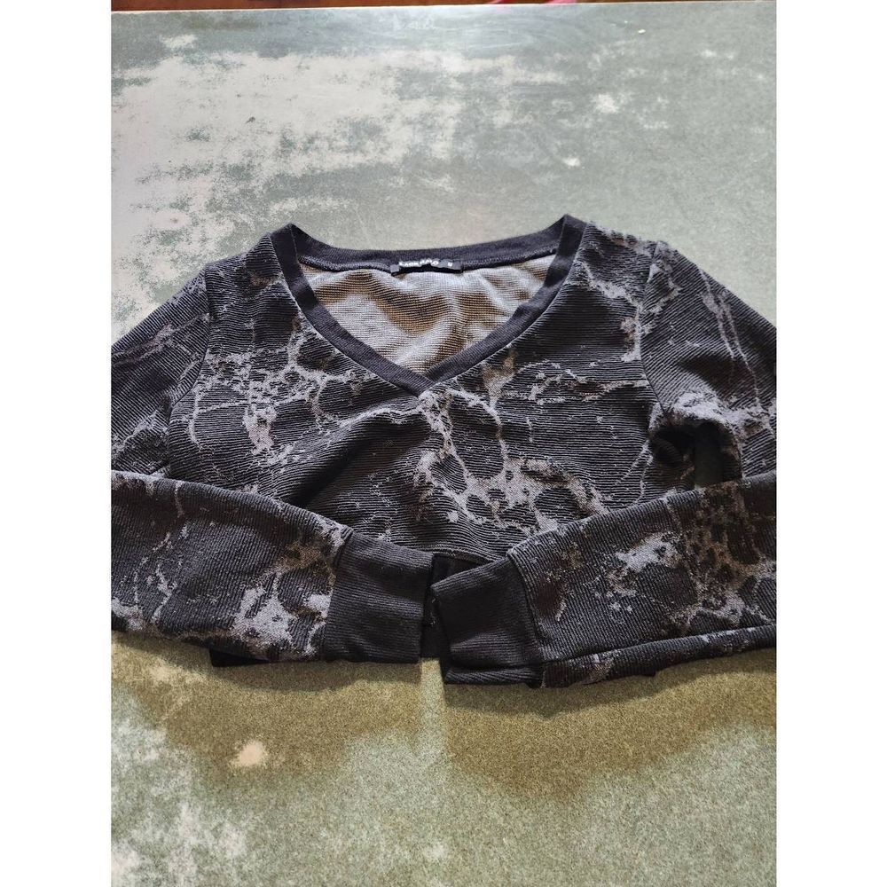 Black Halo black&white Marbled crop top sz Small